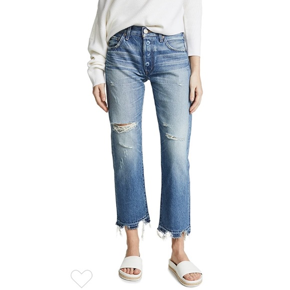 MOUSSY MV Leola Cropped Straight destroyed Jeans - Picture 2 of 15